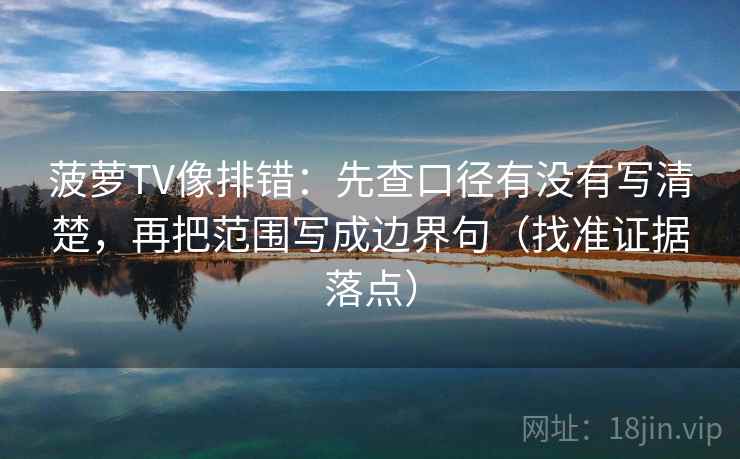 菠萝TV像排错：先查口径有没有写清楚，再把范围写成边界句（找准证据落点）